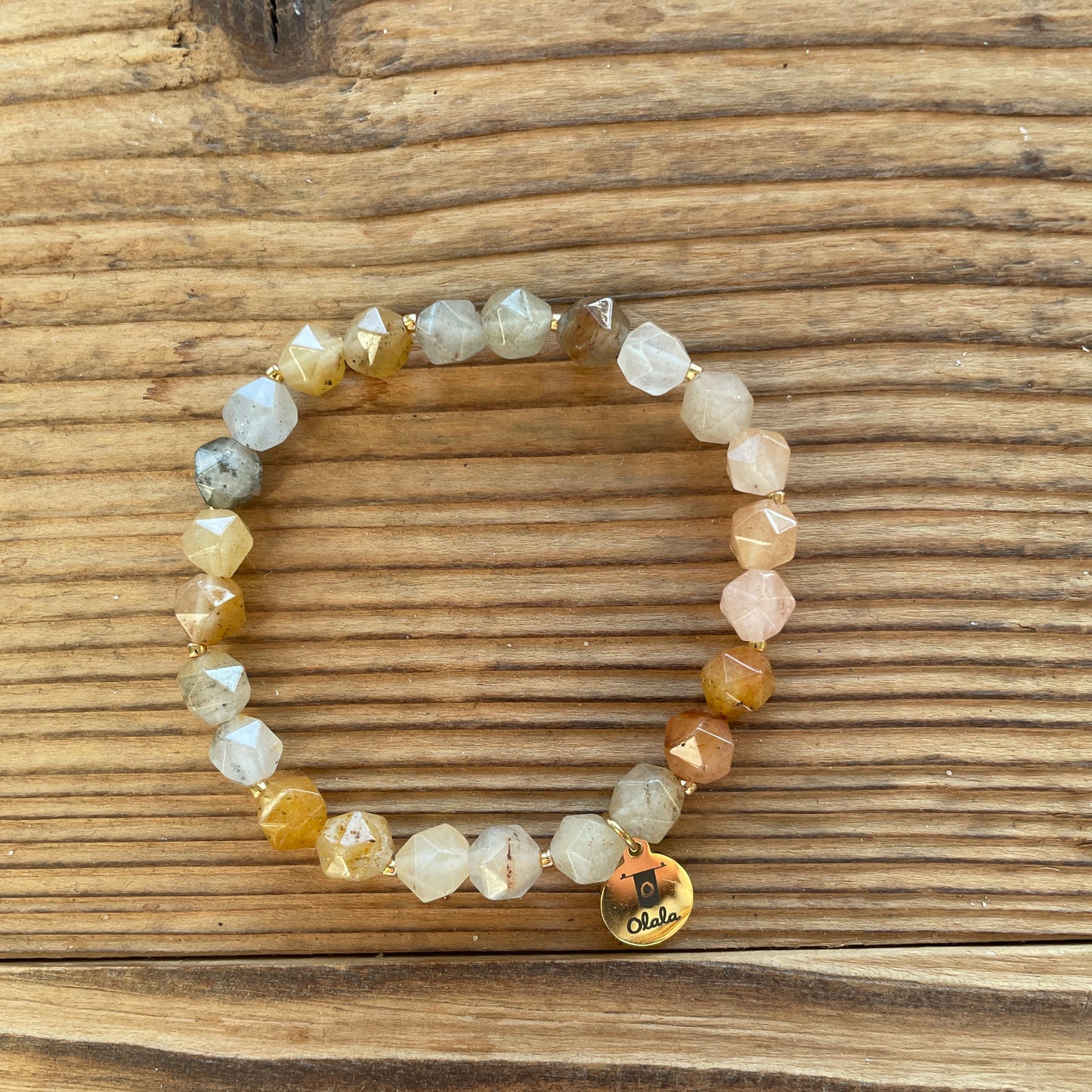 Bracelet perles hexagonales en Pierre de Lune