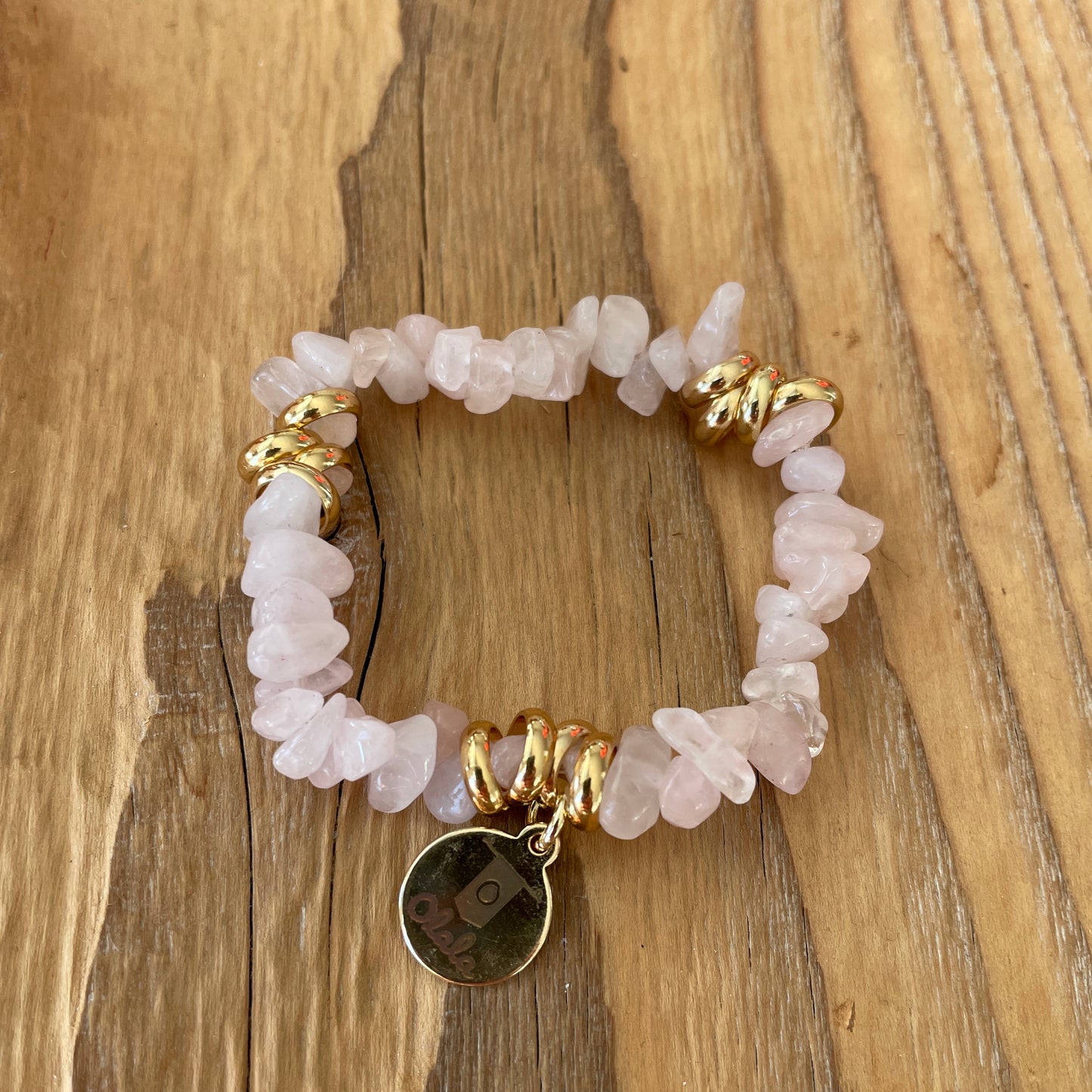 Bracelet en Chips de Quartz Rose
