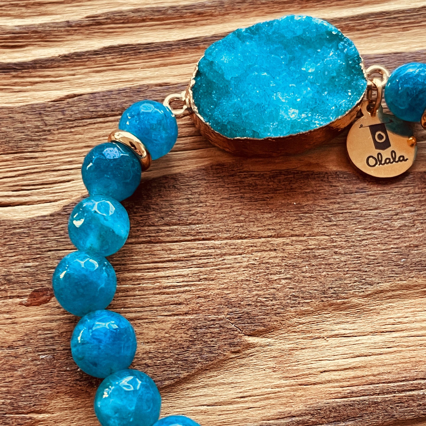 Bracelet pierre brute Apatite et Agate - En recréation!