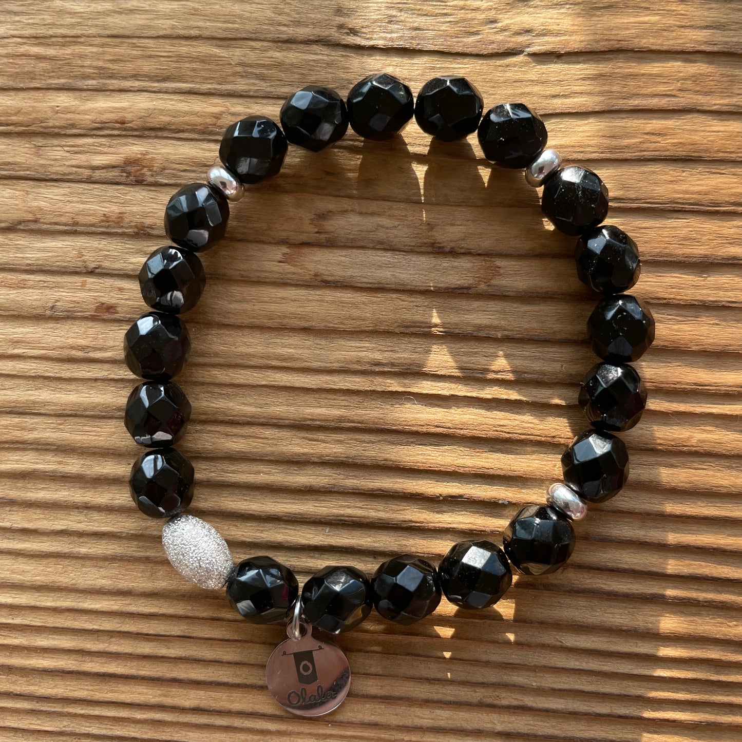 Bracelet en facettes de bohème de 8mm noires