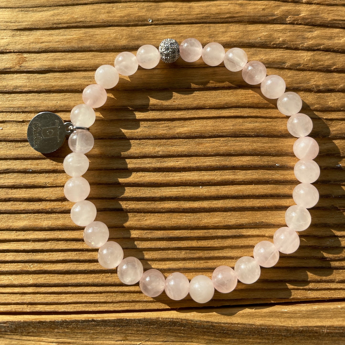 Bracelet Quartz rose et boule filigranée argentée