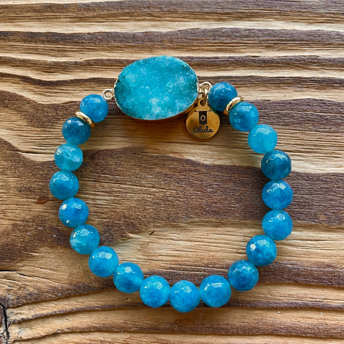 Bracelet pierre brute Apatite et Agate - En recréation!