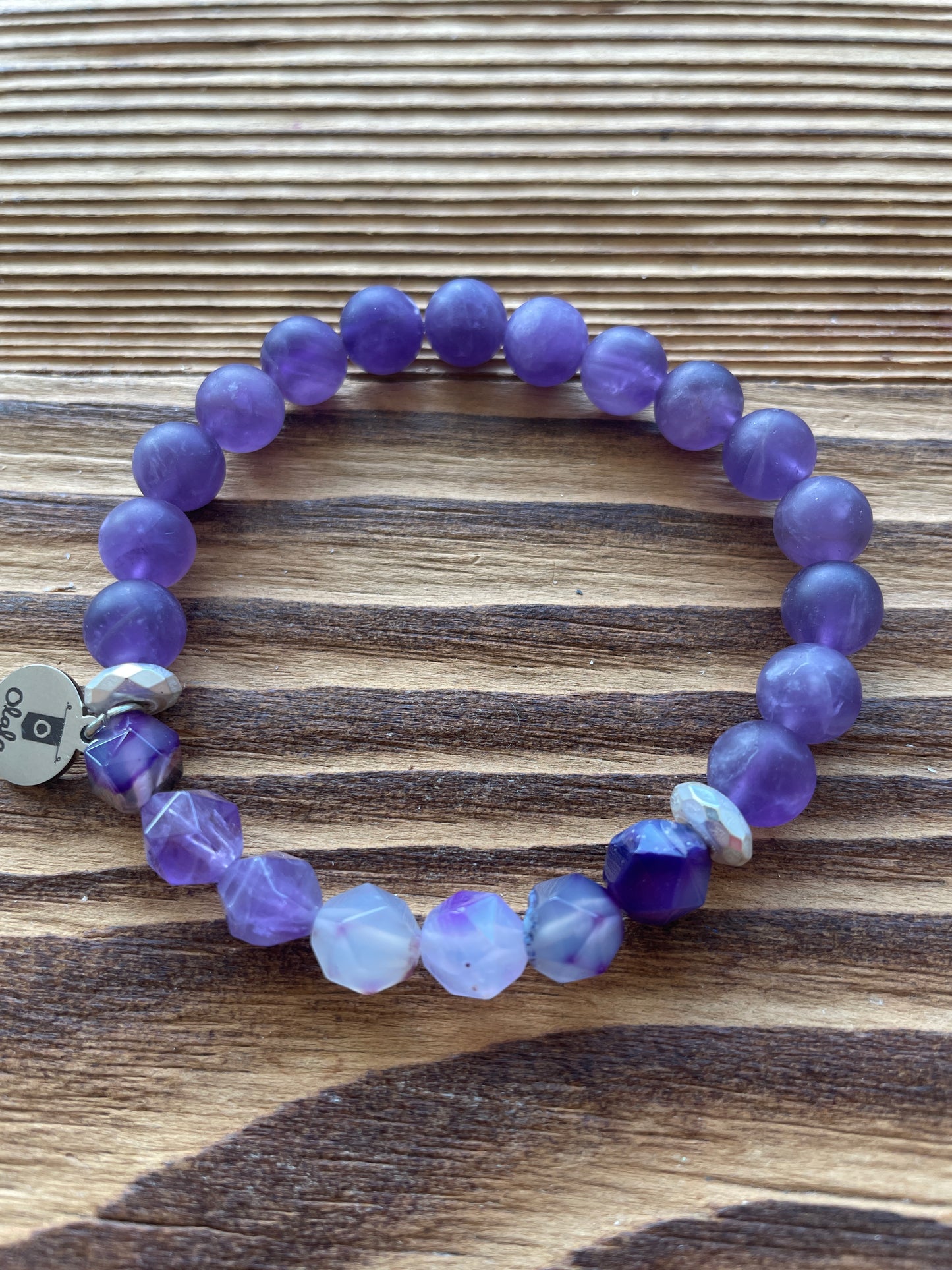Bracelet Améthyste polie et hexagonales
