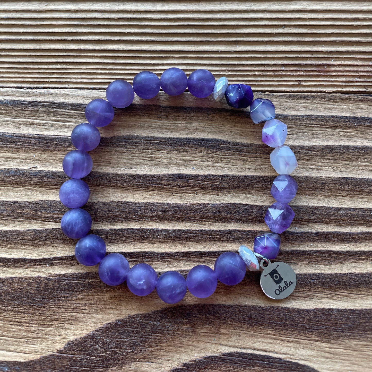 Bracelet Améthyste polie et hexagonales