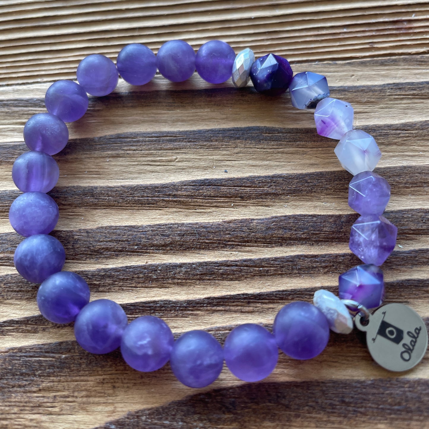 Bracelet Améthyste polie et hexagonales
