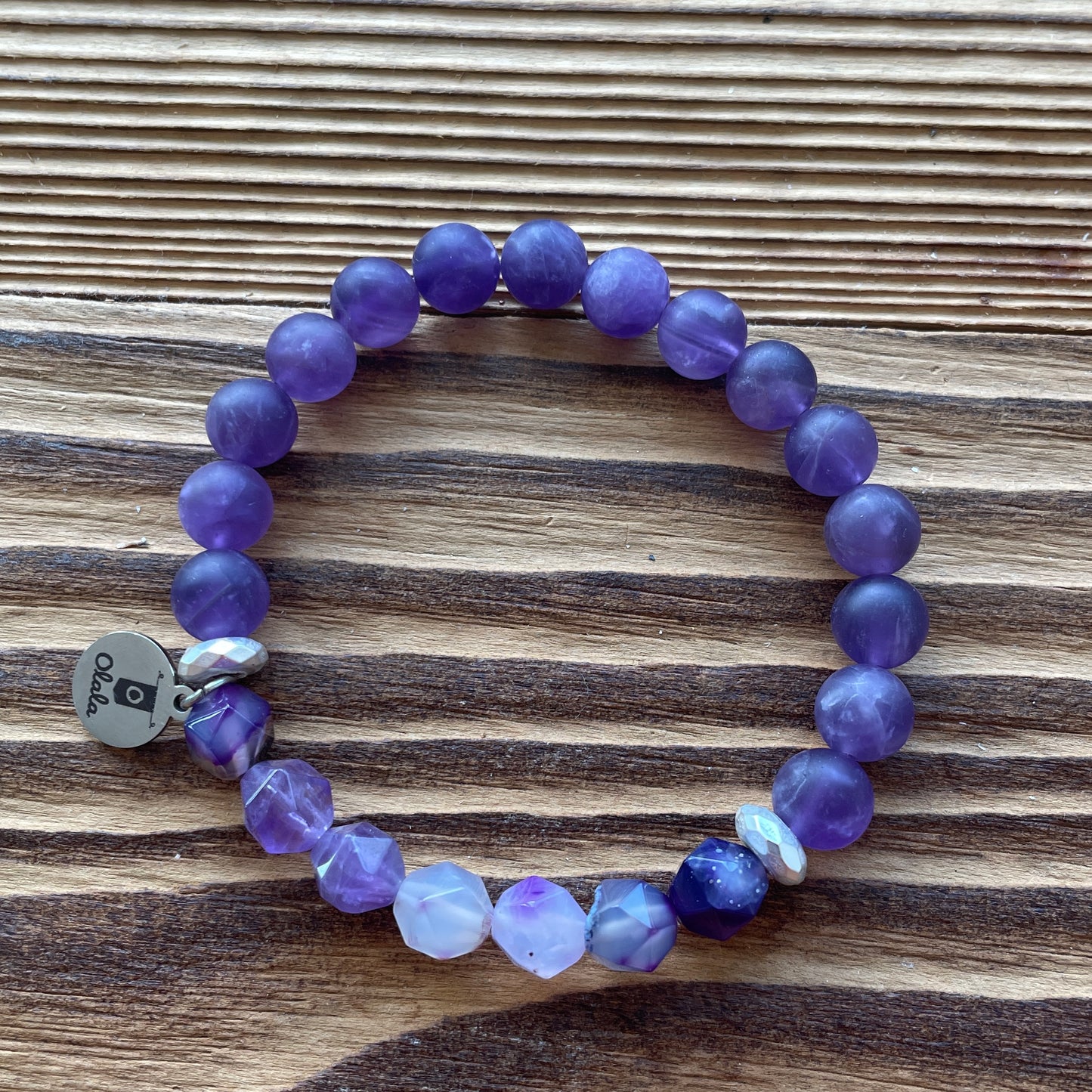 Bracelet Améthyste polie et hexagonales