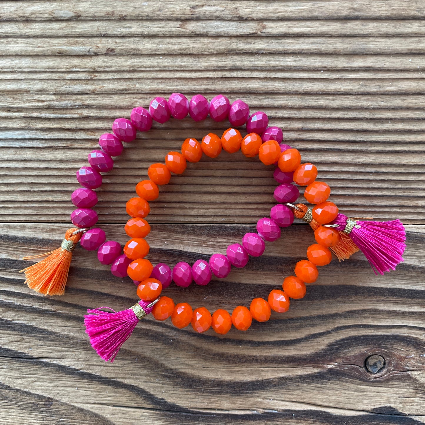 Duo bracelet rose et orange