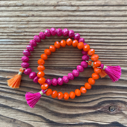 Duo bracelet rose et orange